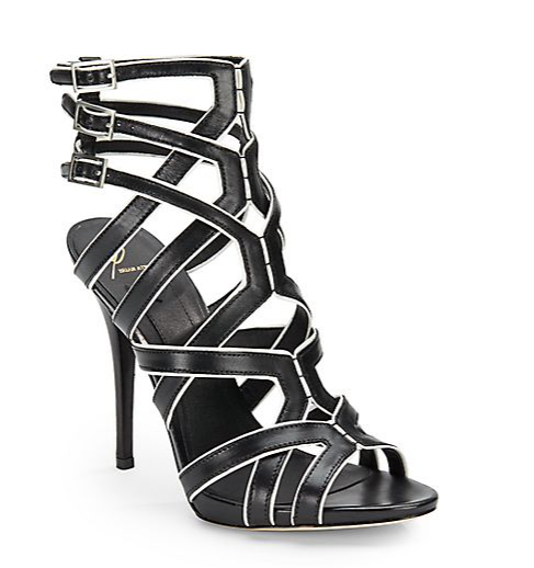 B Brian Atwood Carbinia Leather Strappy Sandals