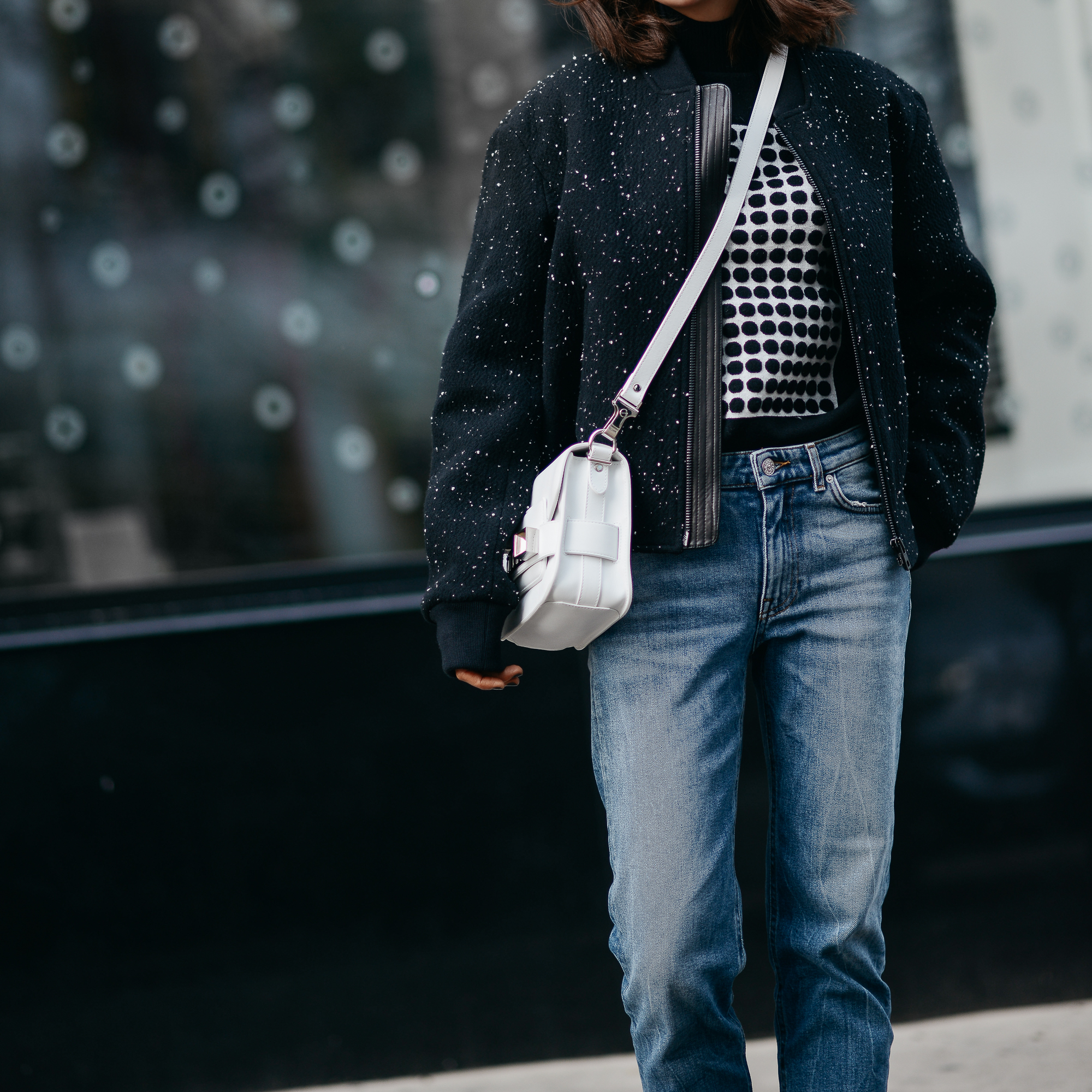 rag bone bomber jacket, acne studios jeans, balenciaga snakeskin pumps, ps11