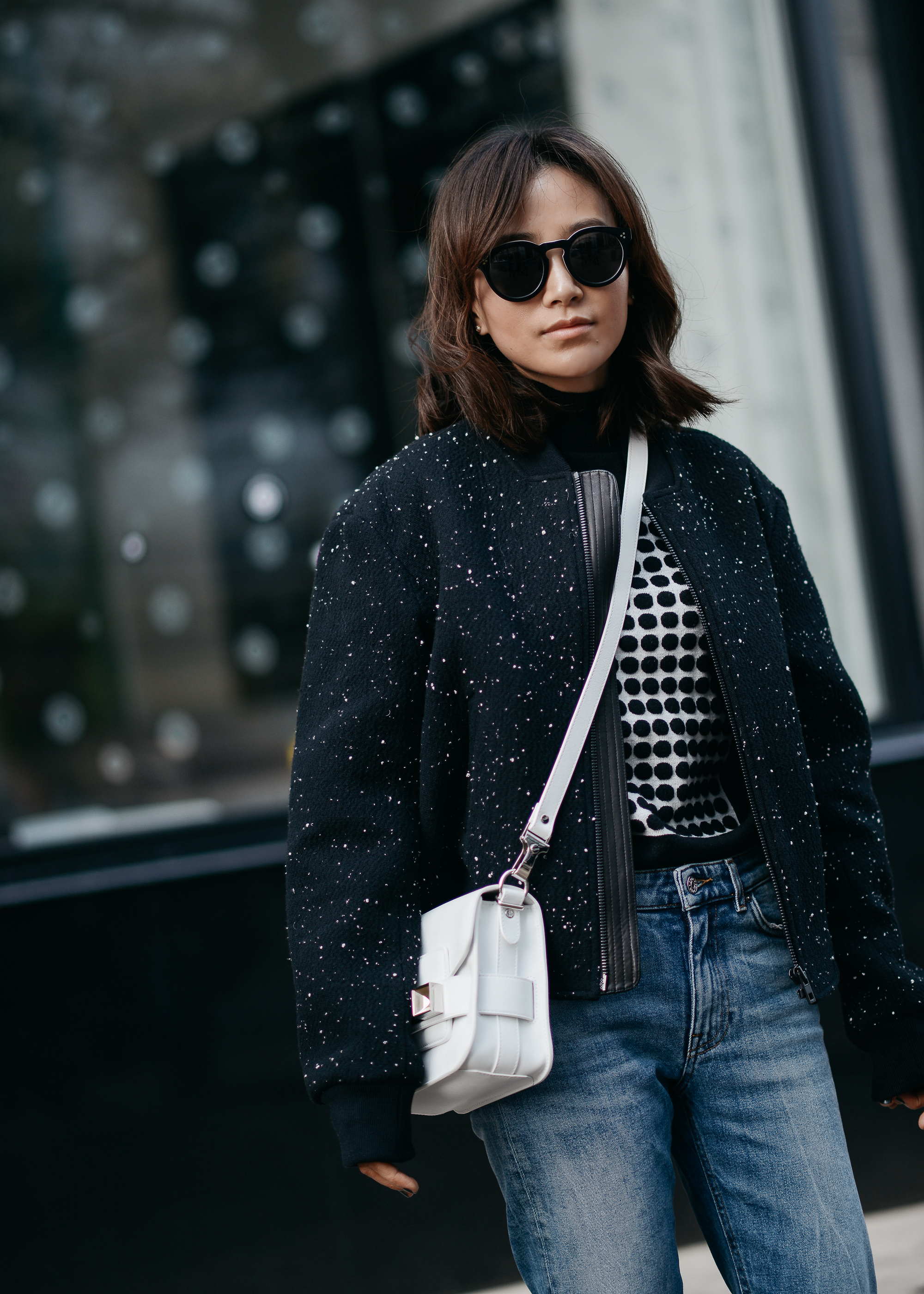 rag bone bomber jacket, acne studios jeans, balenciaga snakeskin pumps, ps11