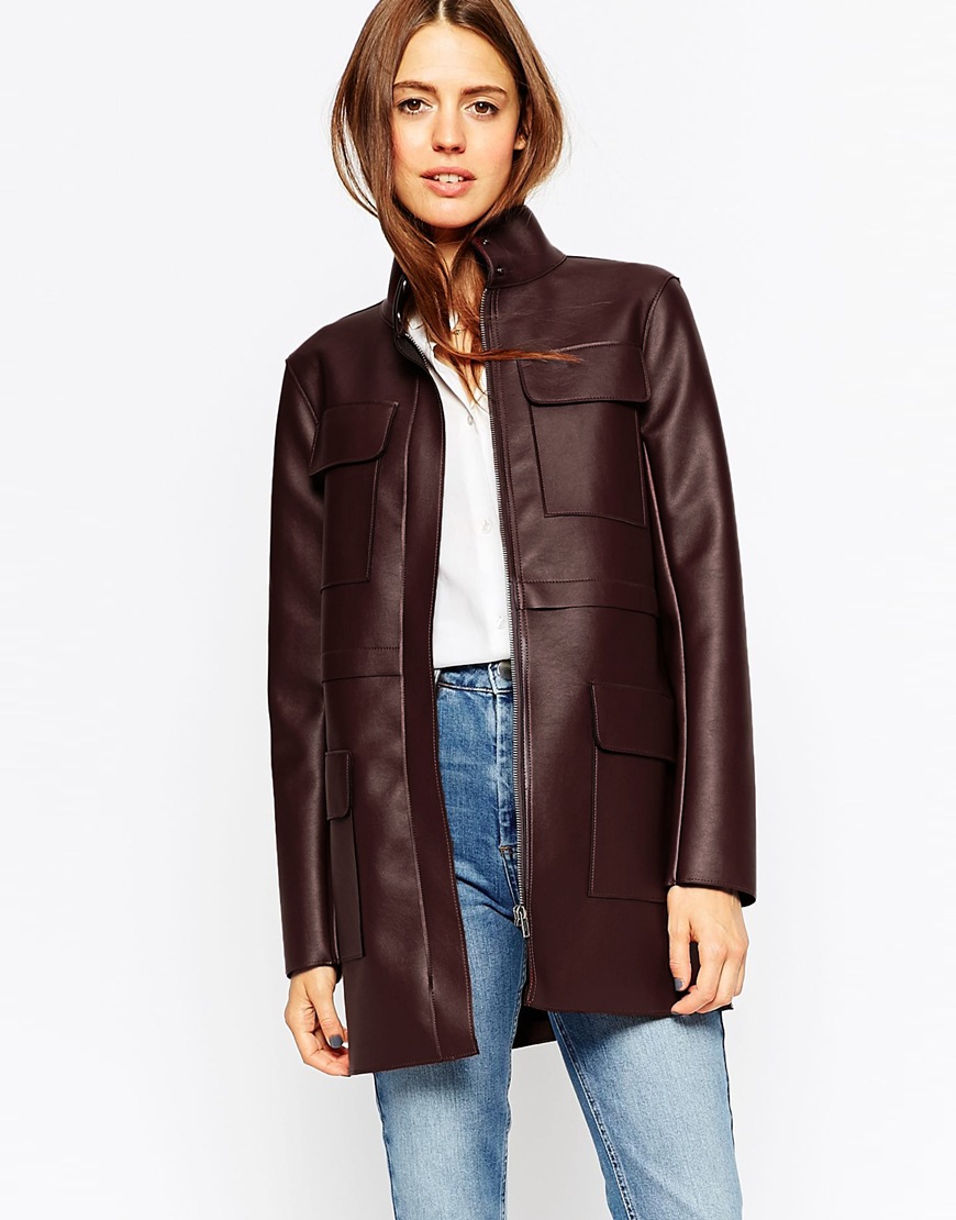 ASOS Jacket with Utility Styling in Leather Look