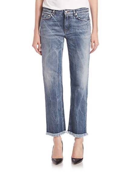 Acne Studios Row Slouchy Fringed Cropped Jeans